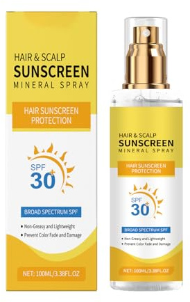 Mineralischer Haar-& Kopfhaut Sonnenschutz Spray SPF 30– Haar Kopfhaut Sonnenschutz Mineral Spray,Leichtes & Nährendes für Kopfhaut und Scheitel,Hoher Schutz UVA und UVB Sunscreen,Für Outdoor, Strand