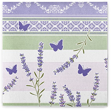 Mank Airlaid Servietten Frieda 40x40 cm Premium Einweg Serviette stoffähnlich und saugstark perfekt für Hochzeit & Partys 50 Stück Frühling Hochzeitsservietten Lila Hellrosa Grün