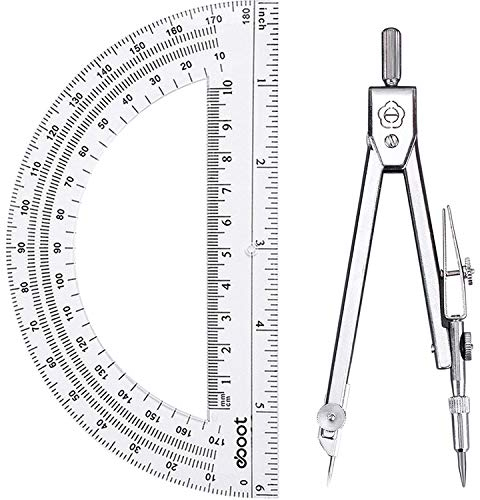 Zeichenkompass und 15,2 cm Winkelmesser, Schülergeometrie, Mathematik-Set