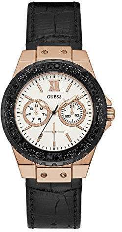 Guess Femmes Chronographe Quartz Montre avec Bracelet en Cuir W0775L9
