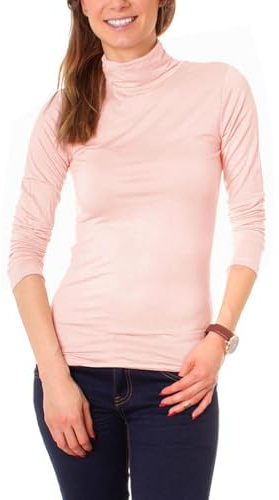 Easy Young Fashion Basic Damen Langarm Shirt Rollkragen Unterziehrolli