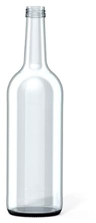 Vigo Presses 24 x 750ml Clear Glass Bottles with Screw Caps. Bordeaux Style for Wine and Juice. Pack of 24 with Tamper-Evident Black Caps. Supplied in 2 Boxes of 12 with Dividers.