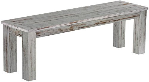 Sitzbank 140 cm Rio Classico Shabby Eiche Pinie Massivholz Esszimmerbank Küchenbank Holzbank - Größe und Farbe wählbar Brasilmöbel