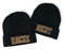 Outfitfabrik ♥ Beanie SET Hacke Dicht in schwarz mit goldfarbenem 3D-Stick (2 Beanies, warme Wintermütze, Geschenk, Statement, Sprüche, Saufen fetzt), für Männer und Frauen, dehnbar