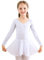 Bezioner Kinder Ballettkleidung Mädchen Ballettkleid Langarm Balletttrikot Ballettanzug Tanzkleid Tanzbody aus Baumwolle mit Chiffon Rock Tütü Weiß 120