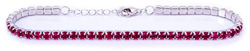 Remo Gammella Gioielli Bracciale Uomo Donna Tennis Argento 925 zirconi taglio brillante diamante da 3 mm colori Bianco, Nero, Rosso, Verde, Blu, Acquamarina e Rosa regolabili (Rosso Rubino)