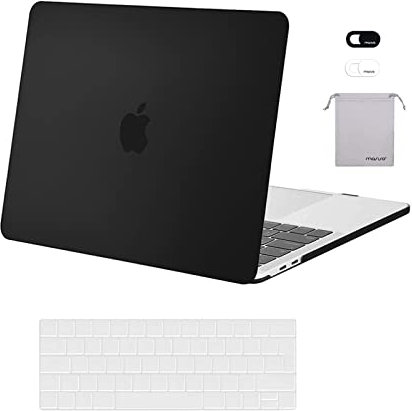 MOSISO Hülle Case Kompatibel mit MacBook Pro 13 Zoll 2024-2016 A2338 M2 M1 A2289 A2251 A2159 A1989 A1706 A1708,Plastik Hartschale&Tastaturschutz&Webcam Cover&Lager Tasche,Schwarz