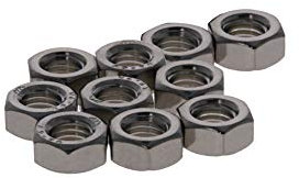 Dadi esagonali, M10 x 1,25 mm, filettatura grossa, in acciaio inox 304, confezione da 10