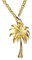 Lucky Palm Tree Solid 925 Sterling Silver 24k Gold Plated Pendant Necklace