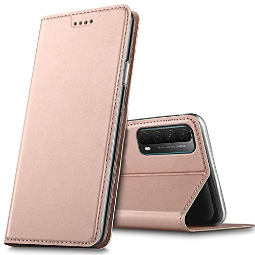 Verco Handyhülle für Huawei P Smart 2021, Premium Handy Flip Cover für P Smart 2021 Hülle [integr. Magnet] Book Case PU Leder Tasche, Rosegold