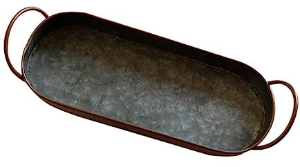 Industriale Del Metallo di Ferro Vassoio Decorativo Ovale Vassoio di Servire con Maniglia Caffè Tavolo Vassoio per La Cucina Ingresso Soggiorno Sala da Pranzo Cucina Gioielli Nero
