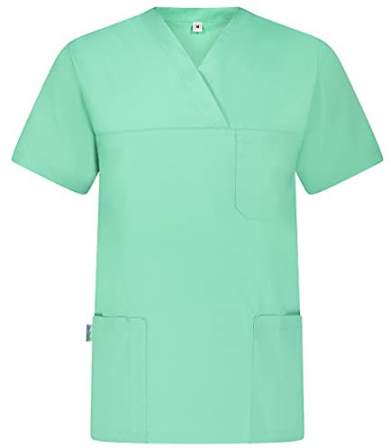 B-well Angel Unisex Kasack Kurzarm V-Ausschnitt Kasack Damen Pflege Kasack Herren Pflege Kasack Schlupfkasack (Grün, M)