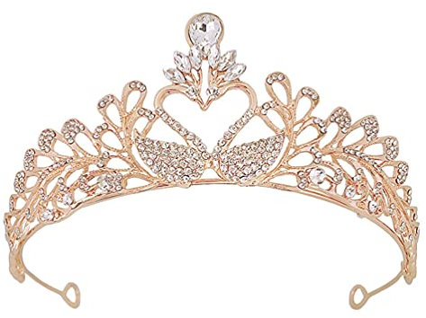 Lurrose Kristall Krone Tiara Schwan Form Crown Hochzeit Kopfschmuck Tiara Braut Haar Schmuck Frauen Foto Schießen Requisiten für Hochzeit Prom Geburtstag