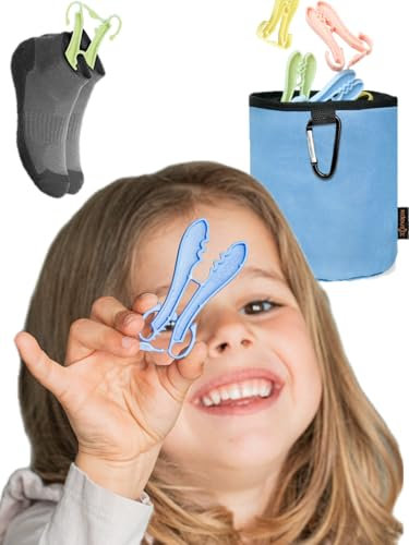 snapix® Sockenklammern [40 Stück] MIT Klammerbeutel und gratis Wäschenetz - Sockenclips für Waschmaschine und Trockner - Nie Wieder Socken sortieren
