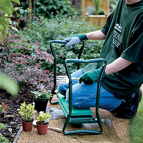 FGHSD Zusammenklappbare Garten-Kniebank und Sitzbank mit 2 Werkzeugtaschen, Eva-Schaumpolster schützt Ihre Knie Gartenarbeitssitze, robust und leicht, maximale Kapazität 150 kg/330,69 lb