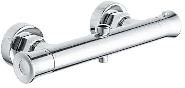 PURAGEIR Grifo Columna Ducha, Grifo Ducha Termostatico de 2 Salidas, Salida Superior 3/4 BSP(26.4mm) y Salida Inferior 1/2 BSP(21mm),Forma Redonda