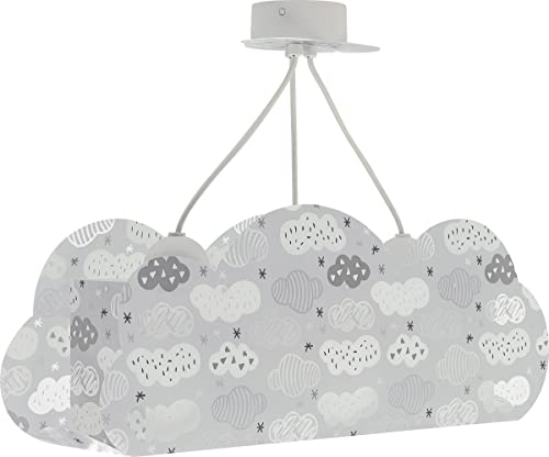 Dalber Lampe kinderzimmer, kinderlampe Pendelleuchte Hängelampe, Deckenleuchte Kinder, Deckenlampe kinderzimmer Cloud Wolke Grau, Deckenlampe Kinderzimmer, 41410E, E27