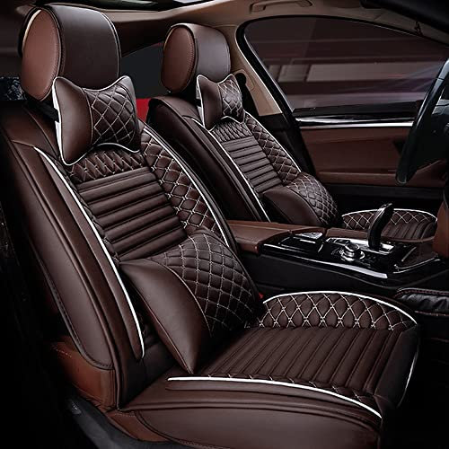 Maipula Autositzbezüge Für Nissan Qashqai J10 J11 Luxus vordere 2 Sitze Komfortabler Allwetter-Autositzbezug Kunstleder,braun