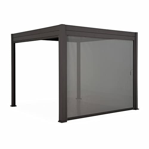 Pergola bioclimatica grigio antracite - Triomphe - 300x400cm, alluminio, con lamelle orientabili + tenda da 400cm
