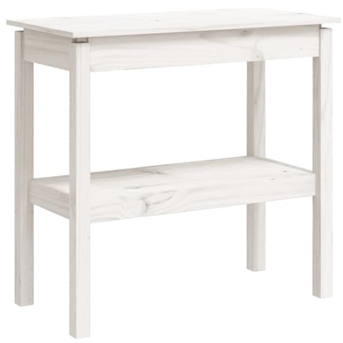 vidaXL Konsolentisch Konsole Beistelltisch Flurtisch Sideboard Ablagetisch Wandtisch Frisiertisch Holztisch Weiß 80x40x75cm Massivholz Kiefer