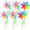 6 Pieces Colorful Rainbow Pinwheel Flower-Style Pinwheels 3D DIY Wind Spinners Wooden Garden Windmill Bird Repellent Pinwheels Garden Lawn Party Decor for Girls Boys