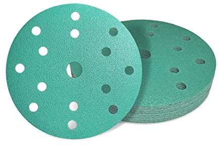 AWAPRO Schleifscheiben mit Klett - Ø 150mm, Körnung P1000, 15 Loch in Grün - 50 Stück - Schleifpapier rund für Exzenterschleifer, Holz, Metall uvm. schleifen