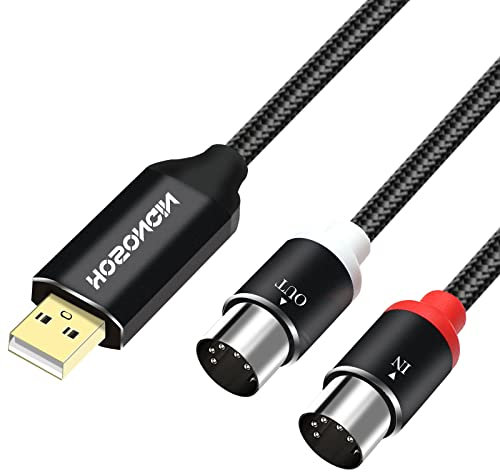 HOSONGIN MIDI to USB Cable Adapter 6ft MIDI Cable to USB Interface with Input and Output Connection Keyboard/Synthesizer for Professional Editing and Recording Support Windows Mac OS