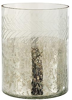 WINDLICHT KLASSISCH Crackle Glas TRANSPARENT/Silber Large