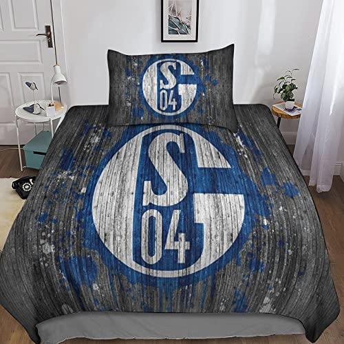 EKENOZ Schalke Bettwäsche-Sets Mit 3D-Druck Bettbezug Set, Mikrofaser Bettbezug Mit Reißverschluss Und Kissenbezug Weich Haltbar Atmungsaktive Single(135x200cm)