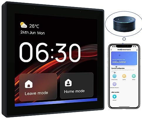 BSEED Smart Home Wlan Touch Control Panel, mit integriertem Tuya Zigbee Gateway und Alexa Voice Service, Wlan Schalter,Smart Scene Schalter für Lichtschalter,Thermostate usw. mehr als 100 Smart Geräte