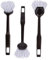 3x Grey Polypropylene Dish Brushes - Long Handle Washing Up Kitchen Cleaning Pot Pan Scrubber Sink Brush Set - By Ashley