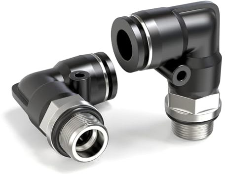 TAILONZ PNEUMATIC Raccordi a gomito maschio 4 mm OD tubo x 1/8 di pollice BSP da collegare PL4-01 (confezione da 2)