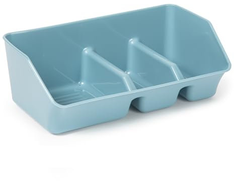 CABLEPELADO Organizador de Fregadero Estropajero, Guarda Estropajo de Cocina Con 3 Módulos, Soporte para Estropajo de Cocina 21.5 cm, Plástico Azul