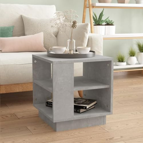 Coavain Tavolini da Caffè, Tavolino da Salotto, Tavolino Basso in Legno per Soggiorno Salotto Grigio Cemento 40x40x43 cm
