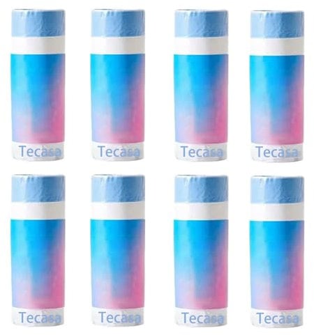 Tecasa Lot de 8 rouleaux de 160 sacs poubelle avec poignée de transport litière chat pour PETKIT Pura MAX et Pura X, durables et résistants