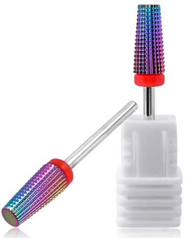 Mesee 2 Pieces Tapered Nail Drill Bit Set, 3/32 Inch Shank Tungsten Steel Tapered Shape Nail Drill Bits Burrs Nails File Manicure Pedicure Tool Accessory for Gel Nail Cuticle Dead Skin Remover