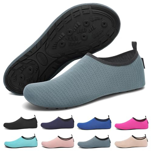 SAGUARO Badeschuhe Herren Wasserschuhe Damen rutschfeste Barfuß Schwimmschuhe Strandschuhe Neoprenschuhe für Meer Schwimmen Steinstrand Surfen Dunkelgrau Gr.38/39