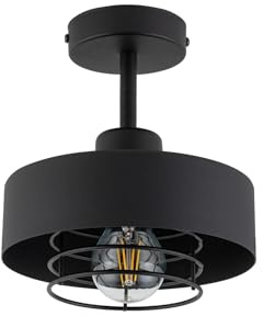 KAR LIGHTING Deckenleuchte 1-flammig aus Metall in Schwarz, höhenverstellbar | E27 Fassung | LED geeignet | Deckenlampe für Wohnzimmer, Flur, Schlafzimmer, Küche oder Büro