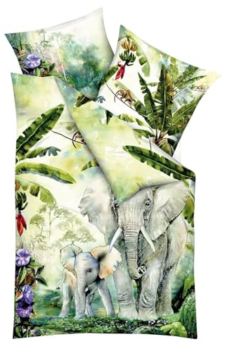 Kaeppel Mako-Satin Bettwäsche Elephants grün