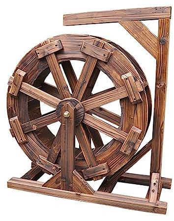 Garten-Ornament, Wasserspiel, Brunnen, für drinnen und draußen, Wasserfall-Ornament, Vintage, rustikales Holz-Wasserrad, Brunnen-Dekoration, Wasserrad, Feng Shui-Räder, Zuhause, Teich, Terrasse, Bal