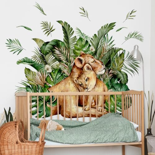 Wandtattoo Löwin Wandsticker Wanddeko für Wohnzimmer Schlafzimmer Sofa Hintergrund,Wandaufkleber Kinderzimmer Mädchen und Jungs,Wandaufkleber Diy Wandkunst Dekor