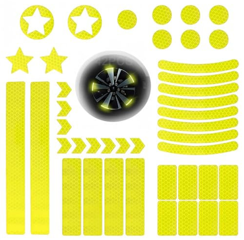 42 Pcs Pegatinas Reflectantes Bicicleta, Pegatinas Reflectantes, CalcomaníAs Adhesivas De Visibilidad Nocturna,Para Bicicletas, Motos, Cascos, Cochecitos De Bebé, Patinetes, etc