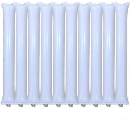 Zoegneer Lot de 10 bâtons de pom-pom girl gonflables avec frappes lumineuses (blanc)