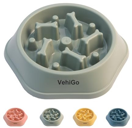 VehiGo Gamelle pour chien de petite et moyenne race, anti-étouffement, antidérapante, interactive pour des habitudes alimentaires saines, lavable au lave-vaisselle (vert, taille M)