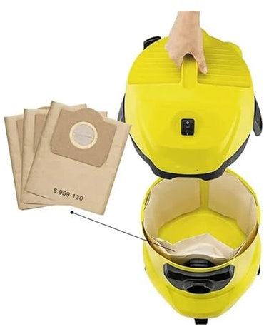 CobydA 20 Bolsas for aspiradora. Compatible con Karcher 6.959-130.0. Bolsas de Filtro for Bolsas de Filtro A2201 WD3 húmedas y secas. Piezas de aspiradora en seco