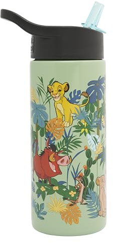 Disney Lion King Aluminium Kids Water Bottles with Straw by Polar Gear - 500ml Toddler Water Bottle with Straw Gifts - Back To School Supplies - Lion King Gifts Featuring Simba