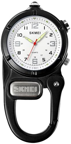 findtime Taschenuhr mit Karabiner Klettern Schwesternuhr Pulsuhr Taschenuhren für Herren Damen Rettungsdienst Zubehör Analog Quarzuhr LED Taschenlampe Uhr Klettern Camping Sport