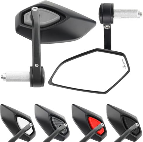Area1 universal Motorrad Lenkerendenspiegel Rückspiegel Paar e-geprüft für z.B. Duke SMC/R MT07 MT09 Z900 Z650 Z500 Z125 CMX CB500 Hornet SV650 ER650 ER6N Eliminator Vulcan (Grau)