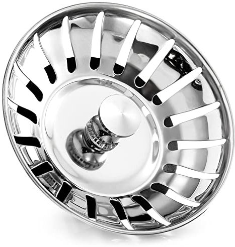 Stainless Steel Kitchen Sink Bowl Strainer and Plug, 80mm Kitchen Sink Plug for Single Double Bowl Use, Kitchen Bathroom Food Hair Catcher Filter Stopper - Prevent Clogs, Bad Smells
