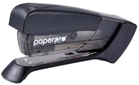 PaperPro Kompaktes klassisches Schreibtischheftgerät, 15 Blatt Kapazität, kein Aufwand, ein Finger, 80% einfacheres Heften, Schwarz